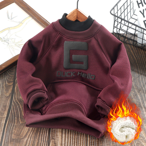 Sudadera con Capucha Color Borgoña para Niños, con Estampado de Letras, Bolsillo Frontal, Unisex, para Todas las Temporadas, Antiencogimiento, Top para Bebés - Product Image 2