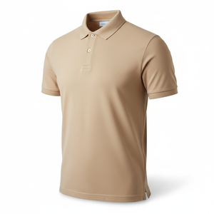 Polo en piqué personnalisable pour homme |   Haut à manches courtes marron clair |   Fournisseur en gros pour la broderie de marques - Product Image 2