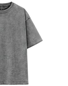 Grey Washed Oversized T Shirt Men Cotton Vintage Acid Wash Streetwear Casual Summer Tee Custom Logo OEM Manufacturer Supplier - Product Image 4
