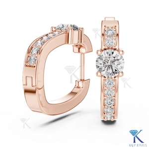Lab Grown CVD Diamond Solitaire Accent Hoop <b>Earrings</b> Snap Back 18K <b>Solid</b> Gold Minimalist Wedding Women's Fine Jewelry - Product Image 6