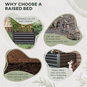 Jardinière surélevée galvanisée 71'' x 36'' x 23'' en acier gris foncé pour extérieur avec barres renforcées, pots et jardinières à fleurs - Product Image 6