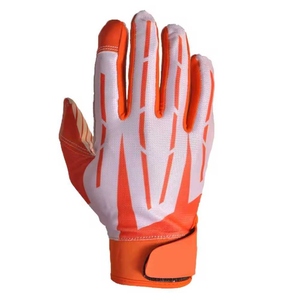 Full Finger American Football Gloves <b>Orange</b> White Polyester Non-Slip Quick Drying Breathable Hook and Loop Closure Men Summer - Product Image 4