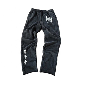 Ensemble sweat à capuche imprimé effet vieilli et pantalon de survêtement évasé pour homme, 100 % coton, survêtement d'hiver, effet délavé soleil, grandes tailles disponibles - Product Image 2