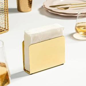 Porta pañuelos de metal dorado, diseño glamuroso, almacenamiento práctico para uso en mesa - Product Image 3