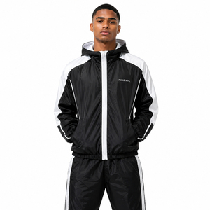 Hot Sale Nylon Tracksuit Men Hooded Windbreaker Sets Reflective <b>Patchwork</b> Y2K Streetwear OEM Wholesale Supplier men's <b>jackets</b> - Product Image 1