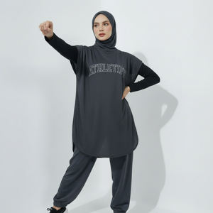 Robe de sport ample et respirante pour femmes musulmanes, tunique longue avec hijab pour la gym, l'entraînement, le yoga et le quotidien - Product Image 1