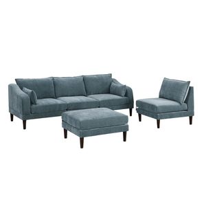 Bellissimo Set di Mobili per Soggiorno Morgan F in 5 Colori Minerali, 2 Poltrone con Braccioli, 2 Sedie Senza Braccioli, 1 Pouf, Divano Modulare - Product Image 2