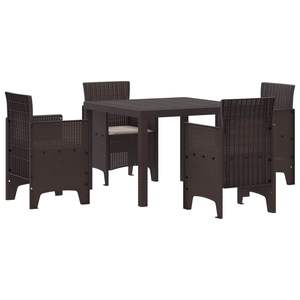 Juego de comedor de jardín de polipropileno marrón de 5 piezas - Product Image 1