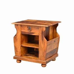 Revistero de Madera de Sheesham Tallado a Mano, Rústico, con 3 Ranuras, Venta al Por Mayor - Product Image 1