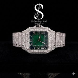 Montre à quartz étanche de luxe en acier inoxydable avec bracelet, idéale pour les soirées et événements, style diamant glacé haut de gamme - Product Image 1