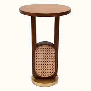 โต๊ะกาแฟทรงกลมขนาดเล็กพิเศษ หน้าไม้ ดีไซน์โบราณแบบดั้งเดิม ทนทาน เป็นมิตรกับสิ่งแวดล้อม เฟอร์นิเจอร์ห้องนั่งเล่น - Product Image 5