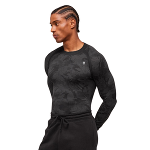 Camiseta de Compresión de Manga Larga sin Costuras para Hombre, Color Negro Carbón, Corte Ajustado, para Gimnasio, Entrenamiento, Rendimiento Atlético - Product Image 2