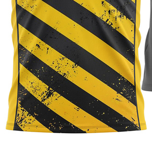 Custom Sublimated Soccer Jersey <b>Men</b> Black Yellow Striped Crew Neck Short Sleeve Moisture Wicking Lightweight Color Blocked - Product Image 4