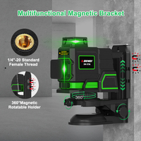 Sndway SW-373G 3Dx360 °   Niveau laser 520 nm automatique haute précision, 12 lignes vertes, niveau laser croisé pour outils de construction