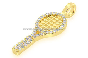 Collection exclusive de bijoux de mode haut de gamme, mini raquette de tennis, pendentif en or 14 carats, diamant naturel VVS, pendentif charme, cadeaux - Product Image 2