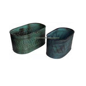 Maceta de hierro ovalada decorativa de doble tono para el hogar, balcón, jardín, Hotel, restaurante, oficina, Patio - Product Image 1