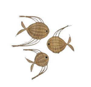 Decoración Colgante de Pared con Forma de Grupo de Peces para Habitación Infantil Estilo Nórdico, Material de Mimbre Sostenible, Decoración Oceánica - Product Image 3