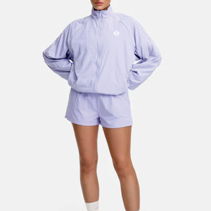OEM Private Label Women's Front Zip Stripe Nylon Windbreaker <b>Jackets</b> Shorts Set <b>Lightweight</b> Waterproof Oversized <b>Jacket</b> for men - Product Image 5