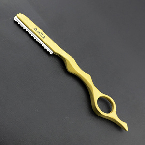 Hair <b>Cutter</b> Metal Single <b>Edge</b> Blade 28 Teeth Carbon Steel Safety Razor Long Handle Rubber Right-Handed Scissors for Hair - Product Image 3
