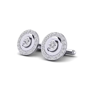 Boutons de manchette rectangulaires avec sertissage clos de diamants, bijoux formels pour hommes - Product Image 2