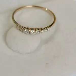 Moissanite Curved Band <b>Ring</b> 925 Sterling <b>Silver</b> Gold Plated <b>Stacking</b> <b>Ring</b> Minimalist Women Jewelry - Product Image 3