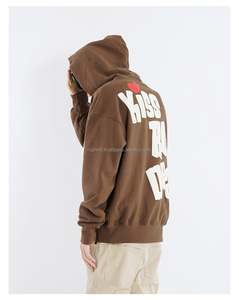 Sweat-shirt à capuche imprimé style streetwear, impression en relief 3D, broderie, coton épais, coupe ample, unisexe, décontracté, hiver - Product Image 1