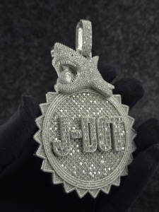 Pendentif Numérique de Luxe en Argent 925 et Moissanite, Plaqué Rhodium, Coupe Baguette, Breloque Thème, Bijou Unisexe, Cadeau - Product Image 4