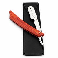 Rasoir de barbier avec manche en bois de Pakka rouge, lame en acier inoxydable, outil de rasage, logo personnalisé, service OEM