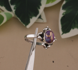Natural Purple Copper Bezel Setting 925 Sterling Silver Genuine Gemstone Classic Party <b>Statement</b> <b>Ring</b> Wholesale - Product Image 3