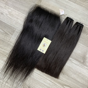 100% Cutículas de cabello vietnamita crudo alineadas mechones negros rectos naturales Swiss 5x5 6x6 HD cierre cabello humano de encaje - Product Image 4