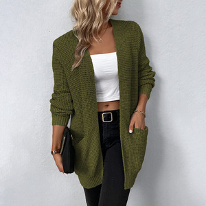 Cardigan en tricot élégant pour femme, pull doux texturé, chaud, à superposer, haut décontracté à manches longues, tenue d'hiver - Product Image 3