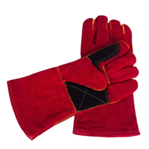 Reinforced Cowhide Split Leather Gloves Anti-Heat Anti-Vibration Heavy Duty Welding Firefighting Safety <b>Cuff</b> Cotton Hand <b>Arm</b> - Product Image 1