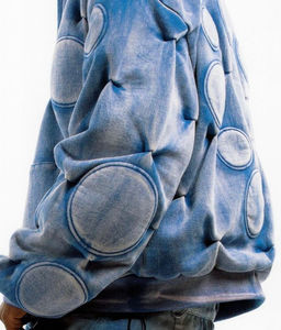 KIVOTECH Sudadera con capucha unisex con cremallera, efecto desgastado, lavado ácido, personalizable, diseño personalizado, abrigo para hombre, sudadera - Product Image 3