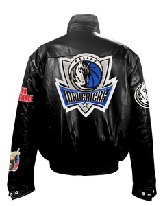 Veste Dallas Mavericks en cuir pleine fleur style Old English noire - Product Image 2