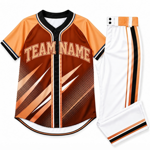 Ensemble de maillots de baseball personnalisables à manches courtes, impression par sublimation, polyester respirant, uniforme pour adultes, nom de l'équipe imprimé - Product Image 4