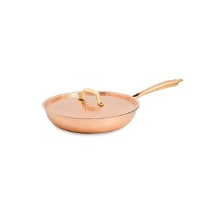 Top Selling Copper Frying <b>Pan</b> Recessed Stainless <b>Lid</b> Long Tubular Handle Deep Sauté Skillet for Hotel Chef <b>Pan</b> - Product Image 4