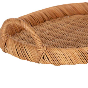 Oval Handwoven Plant Fiber Decorative <b>Tray</b> Bohemian Style Rattan <b>Basket</b> with Handles Single-Piece Storage Display Dish - Product Image 3