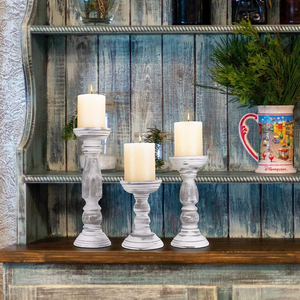 Candelabro de Madera Rústico Vintage Blanco Pulido Personalizado, Ecológico, para Centro de Mesa, Decoración del Hogar - Product Image 6