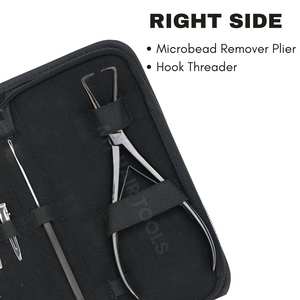Hair <b>Extension</b> Tools Removal Kit with Double Spring Beads Removal Pliers Threading Hook Mini Scissors Sectioning <b>Clips</b> in Case - Product Image 4