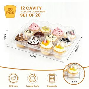 Confezione da 20 Contenitori Impilabili per Cupcake, 12 Vaschette per Cupcake e 250 Pirottini in Plastica e Scatole, Set di Utensili per Torte - Product Image 3