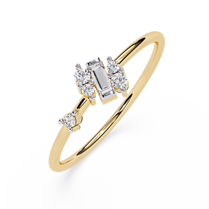 แหวนเพชรเรียบหรูสำหรับผู้หญิง เพชรแท้ทรงบาแกตต์และทรงกลม ทองคำแท้ 18K ผู้ผลิตโดยตรงจากอินเดีย - Product Image 6