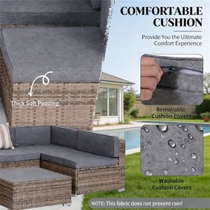 ชุดเฟอร์นิเจอร์สนามหญ้า 7 ชิ้น ชุดโซฟาแบบแยกส่วนสำหรับกลางแจ้ง ชุดเฟอร์นิเจอร์สวน สีเทา - Product Image 2