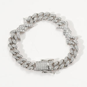 Bracelet Miami Cuban en argent 925 de qualité supérieure avec diamants Moissanite pour hommes, bijoux Hip Hop disponibles à prix abordable - Product Image 1