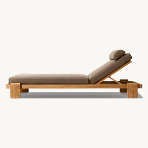 Chaise longue en teck avec roulettes pour extérieur, bord de piscine, hôtel, complexe hôtelier, fabricant grossiste, export Indonésie - Product Image 6