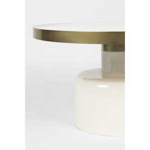 Mesa de Centro Redonda Moderna de Primera Calidad con Tapa de Vidrio Templado y Estructura Metálica de 57 cm de Diámetro, Giratoria, Mueble para Sala de Estar - Product Image 2