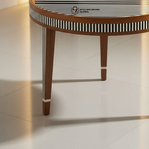 Luxury Handcrafted Meenakari Wooden Accent <b>Table</b> Vibrant Peacock & Floral Inlay <b>Stool</b> Premium Leg Pedestal <b>with</b> Gold Accents - Product Image 5