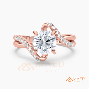 <b>Rose</b> Gold Round Moissanite Engagement Ring Twisted Band Wedding Ring Bridal Promise Jewelry Gift for Women Fine Jewelry Gifts - Product Image 5