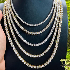 Luxury 2mm DEF VVS Moissanite Tennis Necklace 925 Sterling Silver Custom <b>Iced</b> <b>Out</b> Diamond <b>Chain</b> By Trisha Jewels - Product Image 6