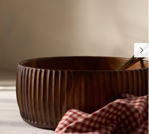 Bol à salade en bois naturel, fait main, pour la cuisine et la salle à manger, design rustique avec motifs de grain de bois uniques - Product Image 2