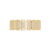 Bracelet manchette ouverte Aurum Diam Or Argent avec pendentif nom micro-pavé, Moissanite taille brillant D-VVS, breloque certifiée EGI, forme couronne